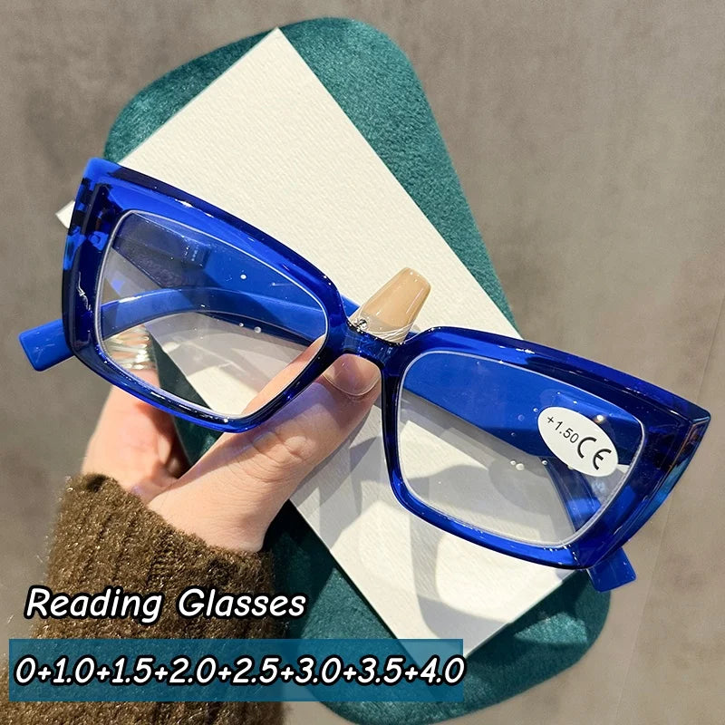 Men Women Small Square Frame Reading Glasses Fashionable Trendy Ultralight Presbyopia Retro HD Far Sight Eyeglasses Plus Diopter